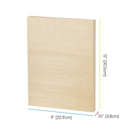 MEEDEN Unfinished Wood Canvas Board: 1-1/2" Deep 9x12” Wooden Canvas Panel Pack of 4 - Blank Cradled Wood Art Board for Painting - size: 9"x12"- 4 Pack