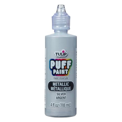 Tulip Puff Fabric Paint Metallic Finish , Permanent Craft Paint for Clothes, DIY Projects, Notoxic, 4 fl oz, Metallic Silver - color: METALLIC SILVER, size: 4 Fl Oz (Pack of 1)