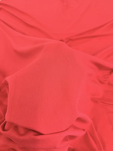 Cotton Jersey Spandex Fabric - Soft - Breathable - All Way Stretch Fabric - Medium Weight - Perfect Choice for Baby Grow, Tshirts, and Cotton Jersey Sheets - 58 Inches Wide - 1 Yard (Red) - color: Red
