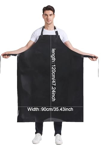 Nanxson TPU Waterproof Apron Lightweight Work Apron with Adjustable Buckle | Liquid Resistant,Neck buckle design,Easy to clean,Unisex,Butcher Apron for Dishwashing Grooming,Halloween - color: Black