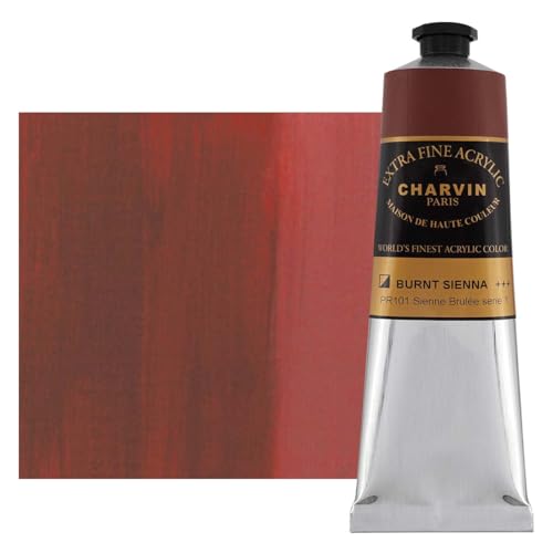 Charvin Extra Fine Professional Acrylic Paint - Burnt Sienna, 150ml Tube, Triple-Milled, Lightfast Pigments, Open Stock Artist Acrylic Paints in Nature-Inspired Hues - color: Burnt Sienna, size: 5.07 Fl Oz (Pack of 1)