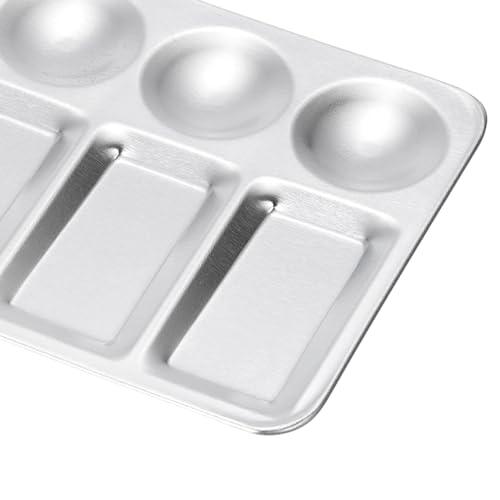 PATIKIL 12 Well Paint Tray Palette, Washable Paint Palette Aluminum Paint Tray Rectangle for Watercolor Painting Art Class Craft DIY Project, Silver