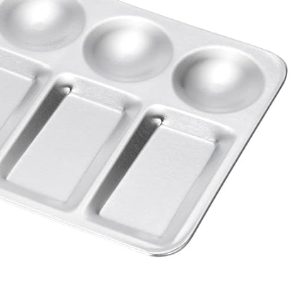 PATIKIL 12 Well Paint Tray Palette, Washable Paint Palette Aluminum Paint Tray Rectangle for Watercolor Painting Art Class Craft DIY Project, Silver