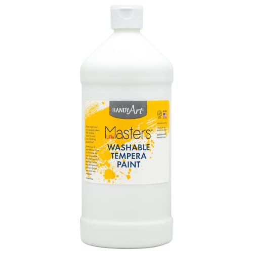 Handy Art Little Masters Washable Tempera Paint, White, 32 oz Bottle | Bright & Mixable, High Opacity, Washable Colors for Classroom, Students, Kids, Young Artists, Safe & Non-Toxic, Made in USA - color: White, size: 32 Fl Oz (Pack of 1)