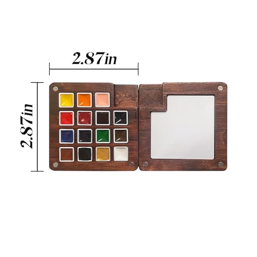 Mini Watercolor Travel Set – 15 Color Paint Kit with Wooden Palette, Magnetic Lid, Water Brush, Sketchbook for Travelers and Artists（C） - color: C