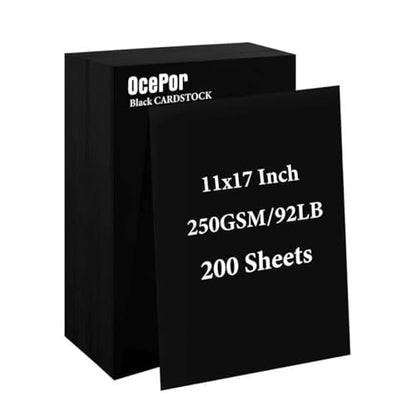200 Sheets Black Cardstock 11” x 17”, 92lb/250gsm Card Stock, Thick Card Stock Paper, Heavy Cardstock Paper for Printer, Resume, Scrapbooks, Art, Crafts, Business Cards - color: Black-200Sheets, size: 11x17