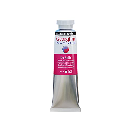 Daler Rowney Georgian Water Mixable Oil Paint Rose Madder 37ml Tube - Art Paints for Canvas Paper and More - Oil Painting Supplies for Artists and Students - Artist Oil Paint for Any Skill Set
