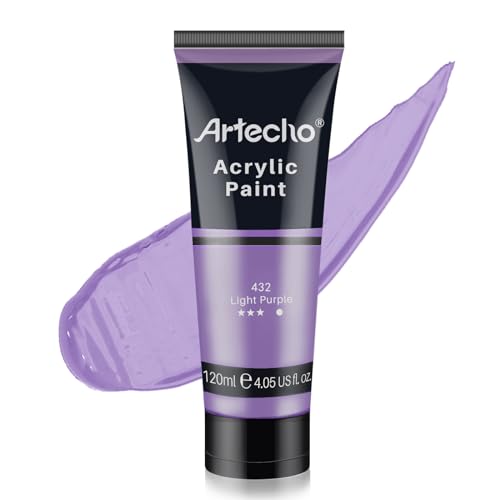 Artecho Purple Acrylic Paint, Light Purple Paint (120ml / 4.05oz) Tubes, Art Craft Paints for Canvas, Rock, Stone, Wood, Fabric, Art Supplies - color: Light Purple, style: Art