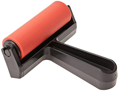 Gel Press Rubber Brayer - for printmaking, Scrapbooking, Paper Crafts, Home Decor & More - 4 Inches, Red & Black - size: 4.0 inch