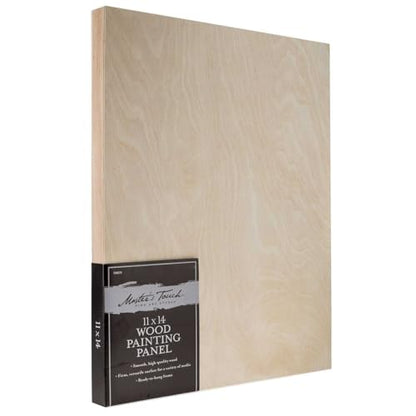 Hobby Lobby Master's Touch Wooden Painting Panel, 14 x 11 inches, 7/8 inch Thick, Natural Wood, Smooth Surface, Versatile for Oils, Acrylics, Chalk Paints, Gesso