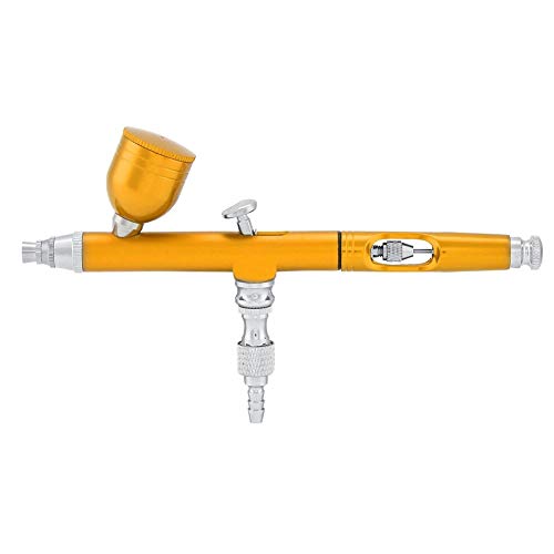Yosoo Airbrush Kit, Multi-Purpose Feed Dual SpraySet Capacity 0.3MM Spray Kit Tools for Paint Art Tattoo Nail Design(Gold) - color: Gold