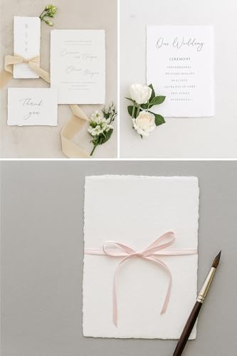 300 GSM Deckle Edge Cotton Paper - Soft, Textured Handmade Sheets for Invitations, Artwork, Stationery, and DIY Crafting (Pack of 25) (4 x 9 inch) - size: 4 x 9 inch