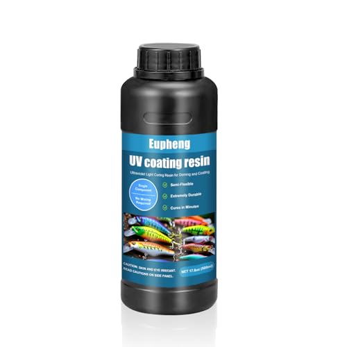 Eupheng Fishing Lure UV Coating Resin, Fast Cure, High Gloss Finish Ideal for Resin Art Projects - size: 17.8oz (500ml)