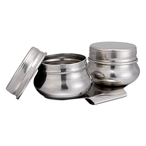 MyLifeUNIT Large Mouth Double Dipper Palette Cup | 304 Stainless Steel, Wide Mouth, Dual Sealed Lids, Leak-Resistant Silicone Gasket, Wide Metal Clip, Clamps onto Palette Edge