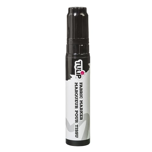 Tulip Permanent Fabric Marker, Black Jumbo Chisel Tip – No Heat Set, Minimal Bleed, Fast Drying for Clothes, Shoes, Bags & Fabric Crafts