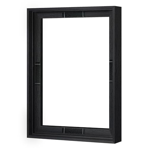 Abtgt 12x16 Canvas Floating Frame with 0.9" Deep, Black Floater Frame for Canvas Paintings with Adhesive, Vertical or Horizontal Wall Art frame for Prints Oil Painting Diamond Decor, 1 Pack. - color: Black, size: 12x16