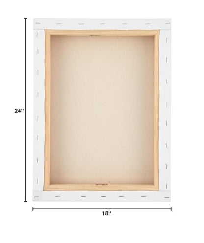 SoHo Urban Artist, 18x24 Heavyweight Stretched Cotton Canvas for Painting - 1.5" Deep- 3 Pack, Triple Primed, 100% Cotton Canvas, Archival, Universal Primed for Oil, Acrylic, Alkyd, Mixed Media - size: 18"x24"