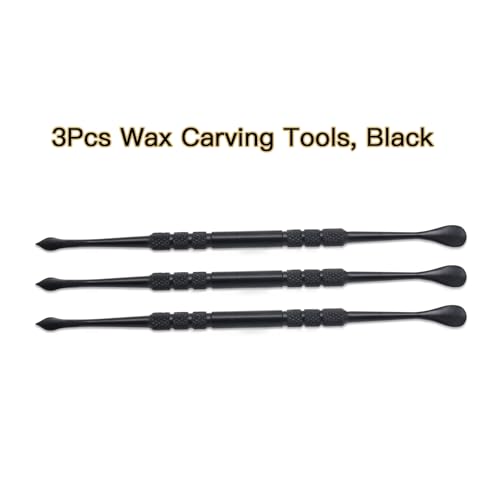 Joyangy 3PCS Wax Carving Tools, Stainless Steel Double-Headed Sculpting Kit, 4.6" Wax Modeling Engraving Spoons for Clay Pottery Molding Shaping, Black - size: 3 Pack(Black)