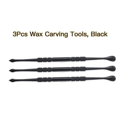 Joyangy 3PCS Wax Carving Tools, Stainless Steel Double-Headed Sculpting Kit, 4.6" Wax Modeling Engraving Spoons for Clay Pottery Molding Shaping, Black - size: 3 Pack(Black)