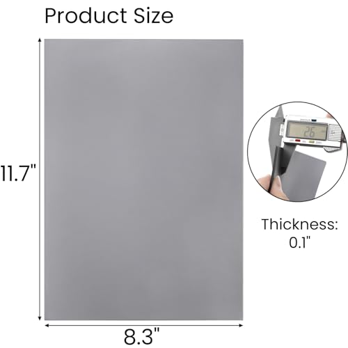 Tlence 4 Pack Rubber Stamp Sheets, 2.6 mm (0.1 inch) A4 Size Light Gray Rubber Pads, Soft Rubbers Mat for Engraving Machine Cutter, Laser Rubbers Carving Blocks Material to Making Custom Stamps