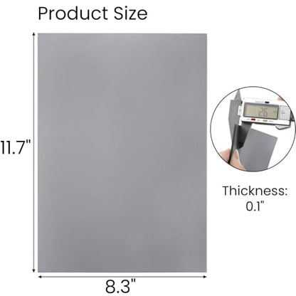 Tlence 4 Pack Rubber Stamp Sheets, 2.6 mm (0.1 inch) A4 Size Light Gray Rubber Pads, Soft Rubbers Mat for Engraving Machine Cutter, Laser Rubbers Carving Blocks Material to Making Custom Stamps