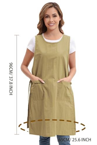 Nanxson Waterproof Apron with Pockets Plus Size Chef Apron | Side tie design,Split-piece apron,for Cooking Kitchen Baking Painting Grilling, - color: Yellow