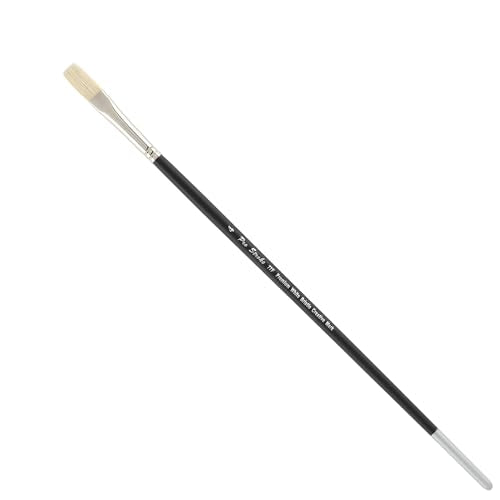 Creative Mark Pro Stroke Premium White Chungking Hog Bristle Artist Paint Brush - Flat # 4 - Natural Bristle Brush w/Great Control Suitable for Oils, Watercolors, Acrylics, Alkyds, Caseins - size: 4