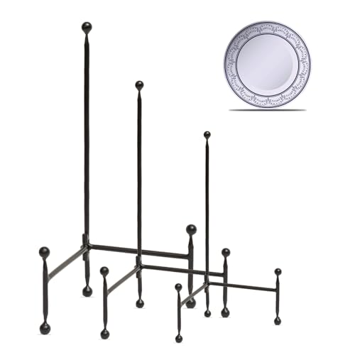 [3 Pack] Metal Tripod Stands for Display, Black Foldable Easel Holders for Plate, Picture Frames, Artwork & Canvas – Decorative Display Stand for Tabletop & Home