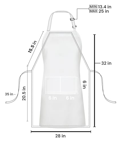 Utopia Kitchen 10 Pack Bib Apron Adjustable with 2 Pockets, Water and Oil Resistant, Cooking Kitchen Chef Apron for Women Men - color: White