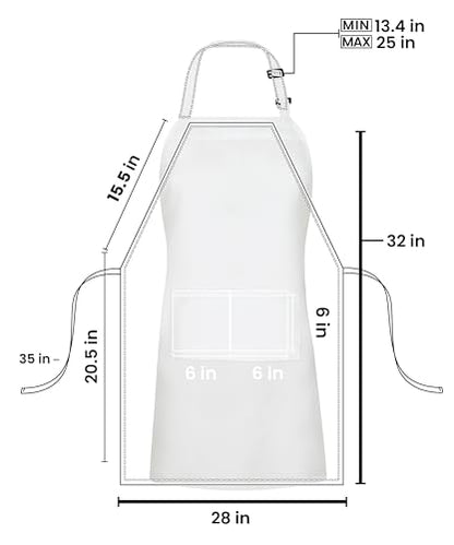 Utopia Kitchen 10 Pack Bib Apron Adjustable with 2 Pockets, Water and Oil Resistant, Cooking Kitchen Chef Apron for Women Men - color: White