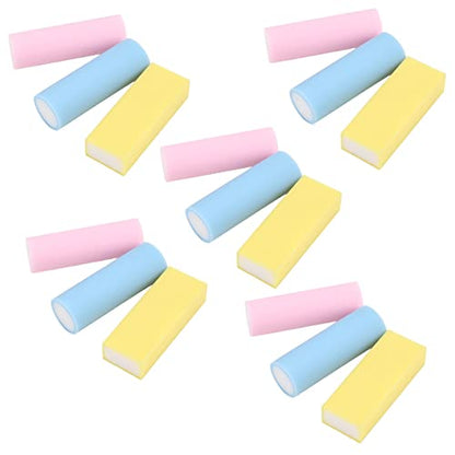 15pcs Rubber Stamps DIY Carving Blocks, Mini Cylindrical & Square Column, 3 Colors (Pink, Blue, Yellow) - Soft PVC for Easy Engraving, Signature Sculpture & Creative Craf