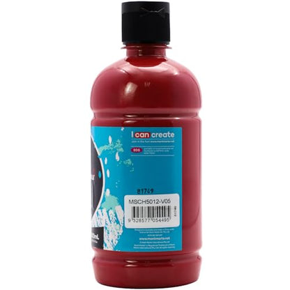 Mont Marte Signature Crimson Acrylic Paint, 16.9oz (500ml), Semi-Matte Finish, Suitable for Canvas, Wood, Fabric, Leather, Cardboard, Paper, MDF and Crafts - color: Crimson, size: 16.9 Fl Oz (Pack of 1)