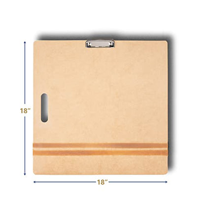 Falling in Art 18x18 Sketch Board, Drawing Tote Board for Artists with Sturdy Clip and Rubber Bands, Portable Art Clipboard for Classroom and Studio Drawing - size: 18X18"