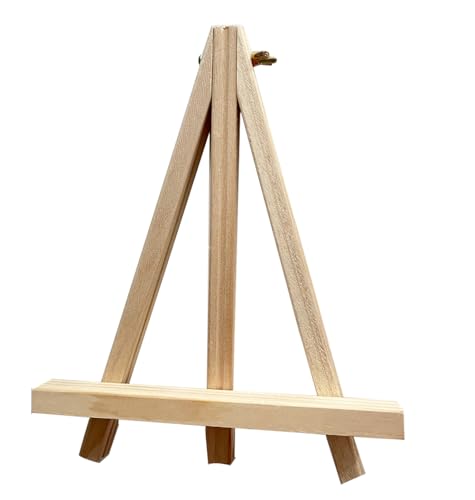 9.5 Inch Adjustable Mini Wood Tripod Easel Stand Small Tabletop Wooden Easel Painting Easel Stand Triangle Tabletop Canvas Holde Painting Canvas Painting Holder for Cards Phone Artist Photo Artworks