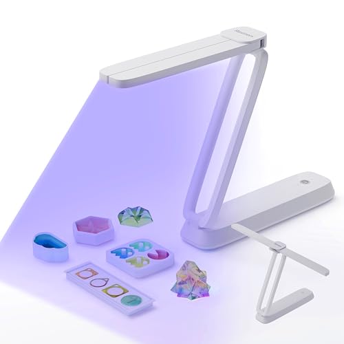 Resiners AirWave Pro UV Light for Resin Curing, UV Resin Light, Wireless & Rechargeable Ultraviolet Lamp, 3-in-1 Uses, Foldable Blacklight LED, Craft Supplies Tools for Jewelry Making (White) - color: White