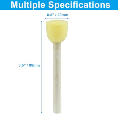 100 Pcs Round Sponge Brush Paint Set 20mm Foam Sponge Wood Handle Paint Brush Set for Painting Crafts, DIY Painting Tools(0.8 Inch) - style: 100 * 0.8Inch