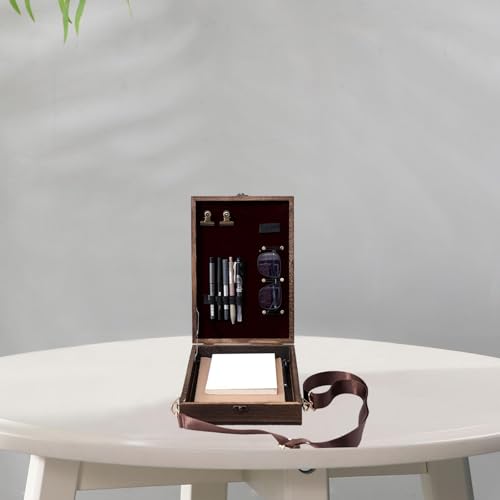 Writers Messenger Wood Box Tabletop Easel Box with Hinged Lid Artist Tool Bag Artist Writing Box for Pencils Brush Home Decor