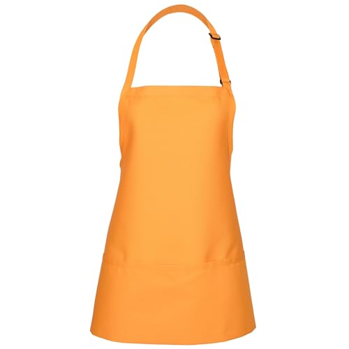 FAME® 3 Pocket Adjustable Unisex Bib Apron - F10 - Restaurants, Home, Hobbyist, Chef, Paint Party, Gardener, Grocery Store - color: Mango, size: One Size