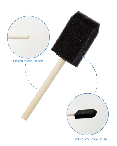 WAFJAMF 10 Pack Poly Foam Paint Brushes 2 Inch Sponge Painting Brushes Wood Handle Paint Sponges Set for Painting Cleaning - size: 10 Pcs