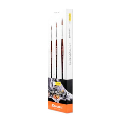 Escoda Signature Series Artist Watercolor Brush Set, Laurin Mccracken Set #1, Versatil Synthetic Kolinsky, Size (Round) 4, 6, 10 - color: Laurin Mccracken, size: Artist Set