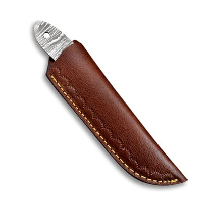 Custom Hand Forged Damascus Steel Blank Blade Knife Making Kit, Leather sheath, Pin, Scale, DIY Hunting, Camping Blade, Damascus Blade Billet Handmade, Knife Making Supply (BK-L) - color: BK-L