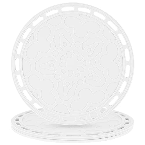 White Silicone Trivet Mat Big Round Silicone Pot Holder Hot Pads and Trivets for Hot Dishes and Hot Pots, Hot Mats for Countertops, Tables, Spoon Rest Small Place Mats Set 3 - color: F: White
