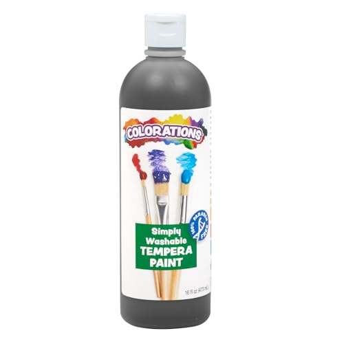 Colorations Washable Tempera Paint, 16 fl oz, Black, Non Toxic, Vibrant, Bold, Kids Paint, Craft, Hobby, Fun, Art Supplies - color: Black