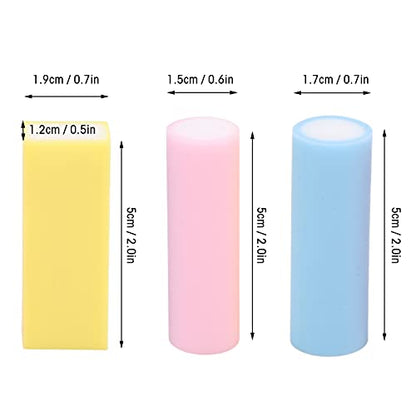 15pcs Rubber Stamps DIY Carving Blocks, Mini Cylindrical & Square Column, 3 Colors (Pink, Blue, Yellow) - Soft PVC for Easy Engraving, Signature Sculpture & Creative Craf
