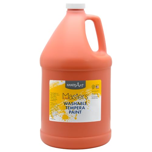 Handy Art Little Masters Washable Tempera Paint, Orange, Gallon 128 oz | Bright & Mixable, High Opacity, Washable Colors for Classroom, Students, Kids, Young Artists, Safe & Non-Toxic, Made in USA - color: Orange, size: 128 Fl Oz