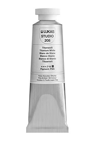 Lukas Studio Artist Oil Color Paints - High-pigment oil paint made with natural binder for artist, painting, & more! - [Titanium White - 37 mL]