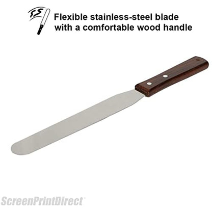 Ecotex® 12" Stainless Steel Spatula (2 Pack) - Smooth and Ergonomic Wooden Handle, Screen Printing Supplies - size: 2 Pack