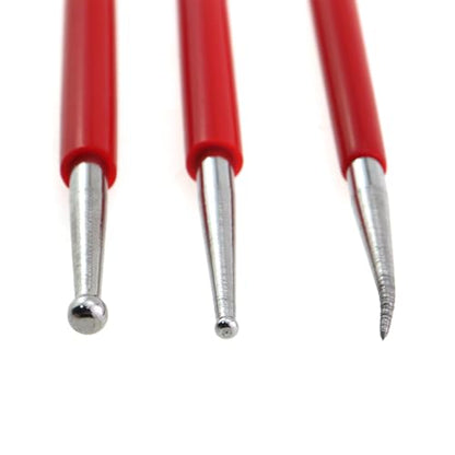Caishun 3PCS Industrial Leather Scratching Tool Red Drill Point Pen Red Stick Indentation Pen Shaper Scratcher Stainless Steel Tip Stylus Stylus Sculpting Tool for Shaping Clay Sculpting Tool
