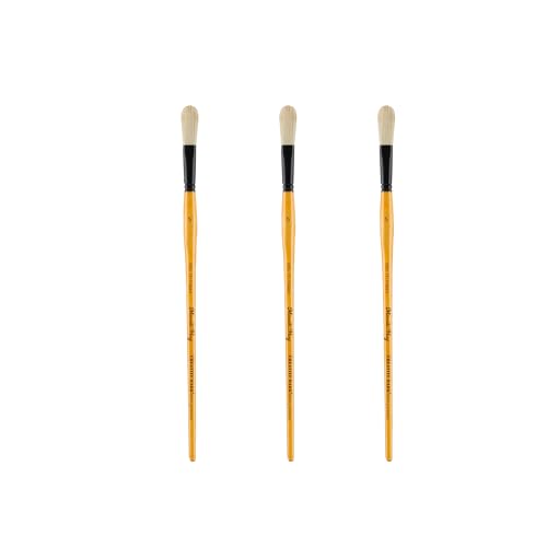 Creative Mark Mimik Hog Professional Synthetic Hog Bristle Paint Brush- Versatile Alternative to Natural Hog Hair Paint Brushes for Oil Painting, Acrylics, Inks & More- Double Thick Filbert #5 - size: Filbert Dbl Thick #5