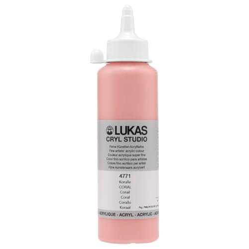 Lukas CRYL Studio Artist Acrylic Paint, Coral, 250 ml Bottle - High Pigment Acrylic Paints for Canvas Painting, Large Scale Works - Medium-Viscosity, Water-Mixable, Fast Drying - color: Coral, size: 8.45 Fl Oz (Pack of 1)